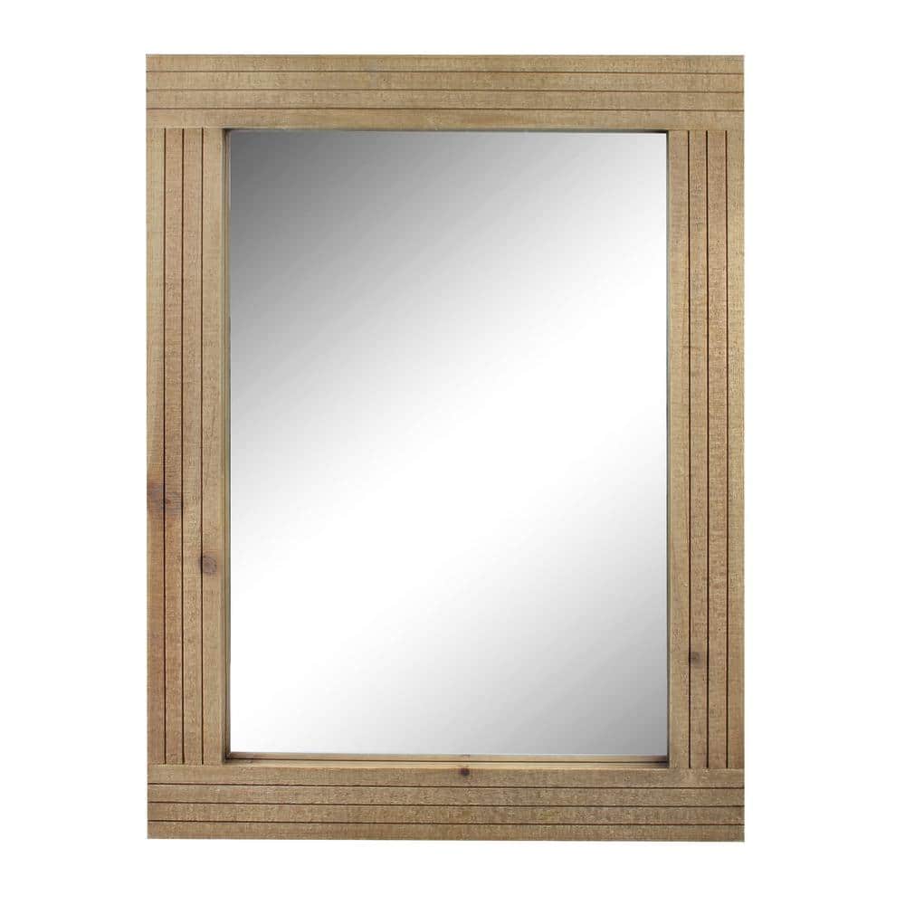 Rustic Brown Rectangular Natural Wood Wall Mirror