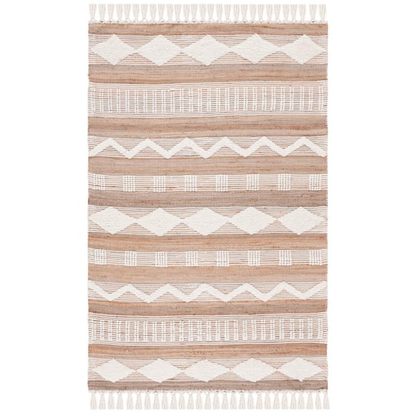 SAFAVIEH Natural Fiber Beige/Ivory 5 ft. x 8 ft. Chevron Striped Area Rug