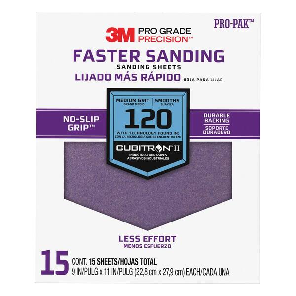 3M Pro Grade Precision 9 in. x 11 in. 120 Grit Medium Advanced Sanding Sheets (15-Pack) (Case of 5)