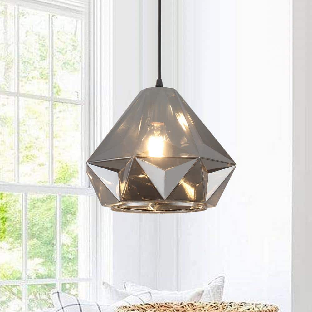1 Light Black Industrial Hanging Mini Pendant Light Chandelier with Smoky Gray Glass Shade price history on PriceWatchPro