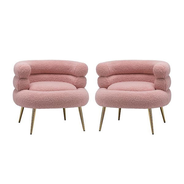 JAYDEN CREATION Virbius Pink Barrel Chair with Metal Legs (Set of 2)