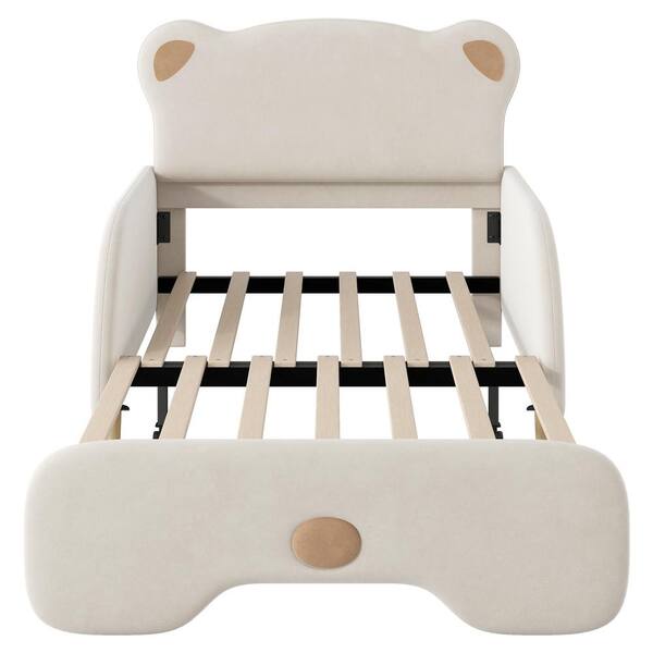 Harper & Bright Designs Bear Shaped 42.5 in. Beige Flannel Fabric Twin XL  Sofa Bed, Convertible Sleeper Chair Bed WMSL066AAA - The Home Depot