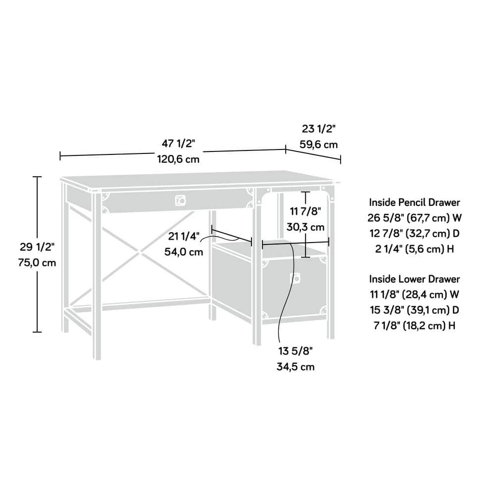 Rustic Carbon Oak Workstation with Powder-Coated Metal Frame