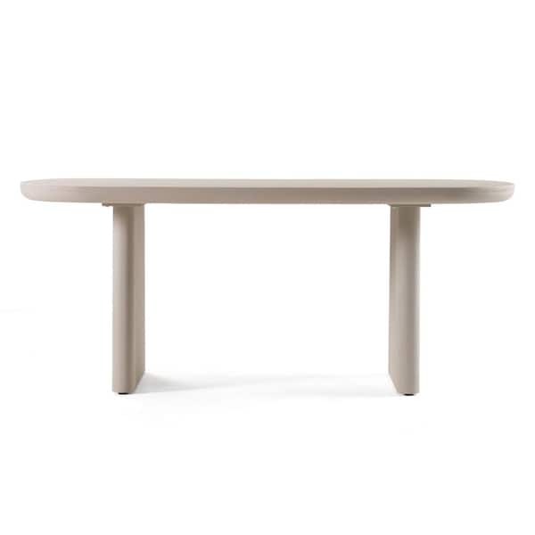 Modrest Evermore Modern Grey Faux Cement Wood 35.4 in. Double Pedestal Dining Table Seats 6