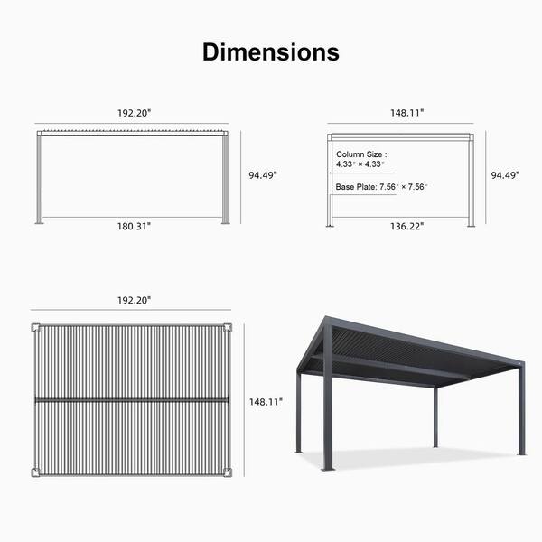 Alpen Outdoors
アルミユニットテーブル88 PURPLE LEAF 12 ft. x 16 ft. White Aluminum Outdoor Louvered