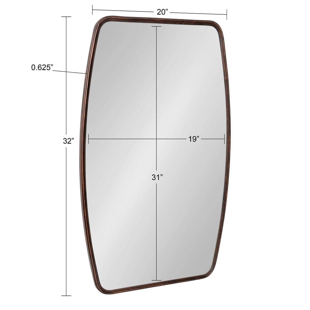 Elegant Caskill Bronze Wood Barrel Wall Mirror 35.9" x 24.25"