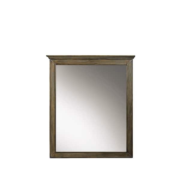 Home Decorators Collection Clinton 28 in. W x 33 in. H Rectangular Framed Wall Mount Bathroom Vanity Mirror in Almond Latte