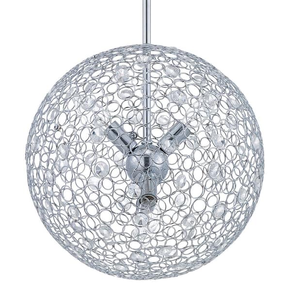 Progress Lighting Estoque 4-Light Polished Chrome Pendant with Crystal Glass Accents