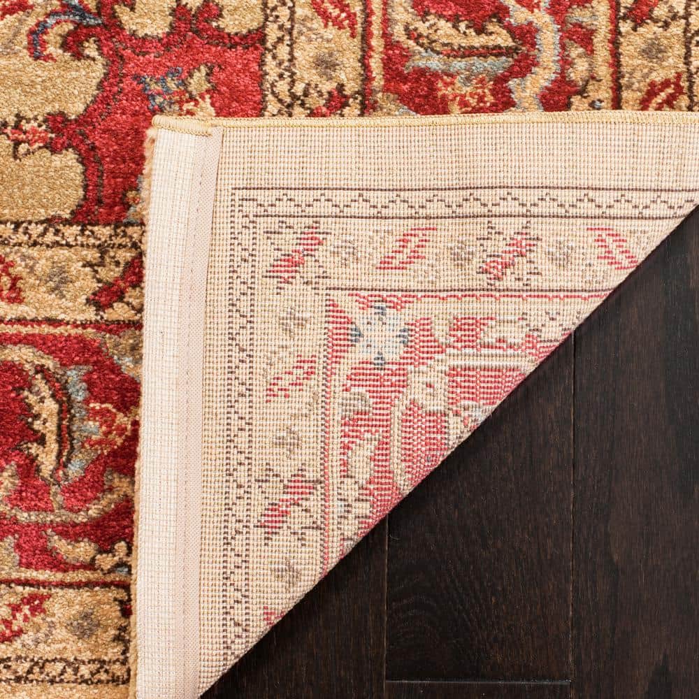 Mahal Red and Natural Rectangular Synthetic Area Rug