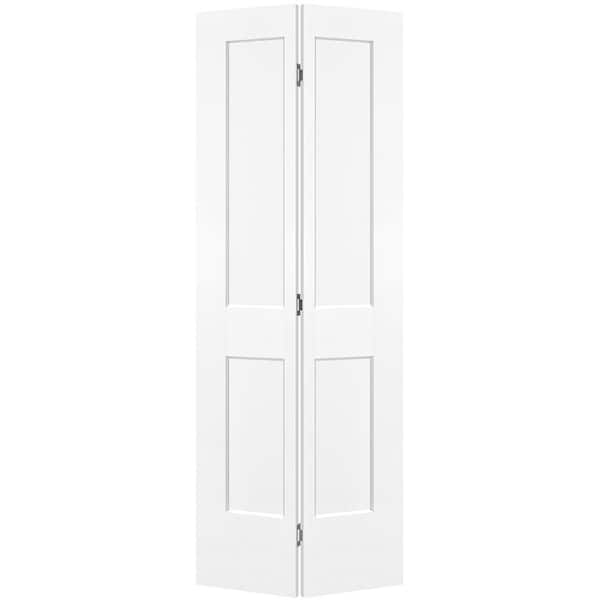 Masonite 30 in. x 80 in. 2-Panel Logan Hollow Core Ultra Pure White Molded Composite Bi-Fold Door