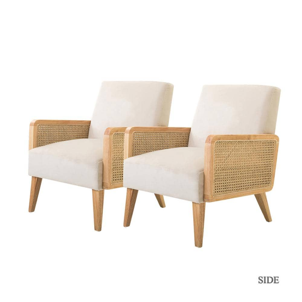 JAYDEN CREATION Delphine Beige Fabric Arm Chair (Set of 2) HM18223 ...