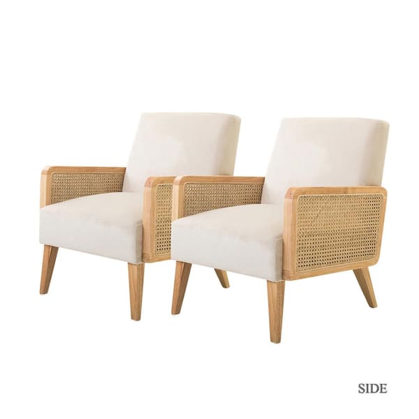 JAYDEN CREATION Delphine Beige Fabric Arm Chair (Set of 2)