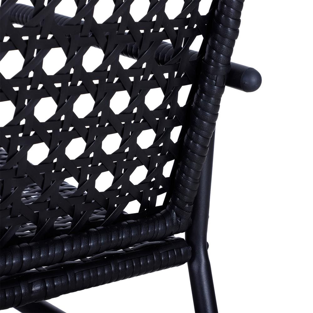 Outsunny Black 2-Person Wicker Glider Bench with Steel Frame