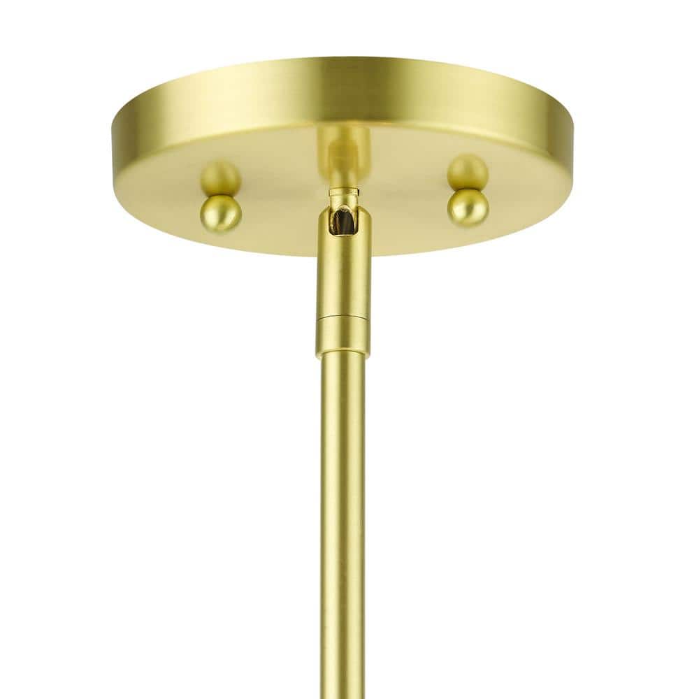 Meridian Satin Brass 5-Light Drum Shade Pendant Chandelier