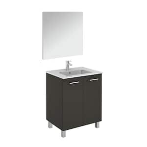 Logic 27.6 in. W x 18.0 in. D x 33.0 in. H Bath Vanity in Anthracite with Ceramic Vanity Top in White with Mirror