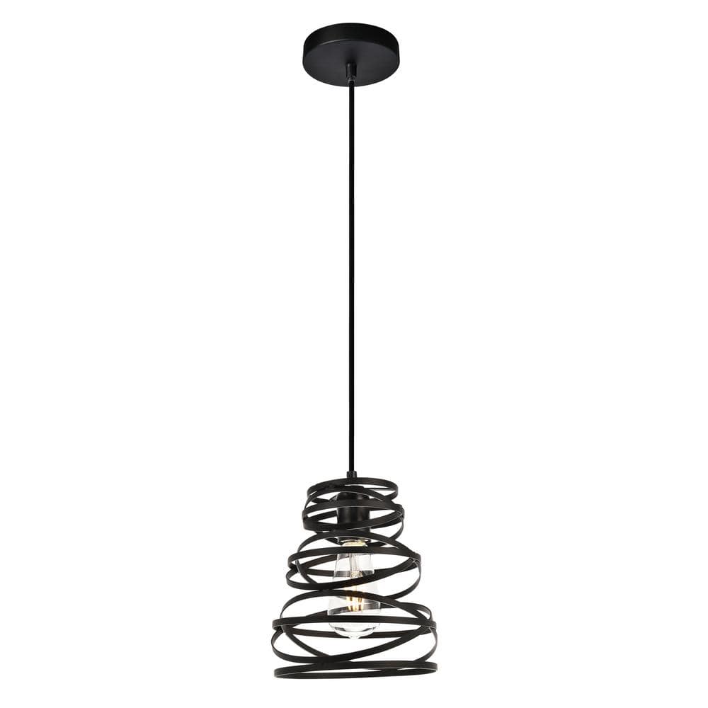 Timeless Home Samuel 7.5 in. W x 8.6 in. H 1-Light Matte Black Pendant with
