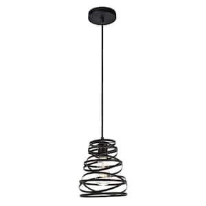 Timeless Home Samuel 7.5 in. W x 8.6 in. H 1-Light Matte Black Pendant with Shade