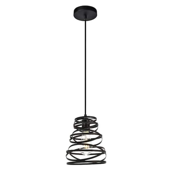 Unbranded Timeless Home Samuel 7.5 in. W x 8.6 in. H 1-Light Matte Black Pendant with Shade