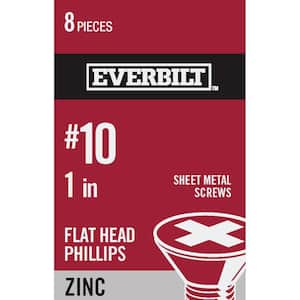 #10 x 1 in. Phillips Flat Head Zinc Plated Sheet Metal Screw (8-Pack)