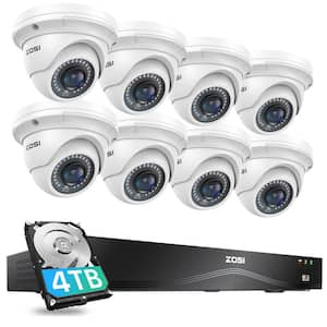 4K 16-Channel POE NVR Home Security Camera System with 4TB HDD and 8 Wired 5MP Outdoor Dome Cameras, Dual-Disk Backup