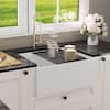 DEERVALLEY 24 in. Farmhouse Single Bowl White Fireclay Workstation Kitchen Sink with Accessories DV-1K0256