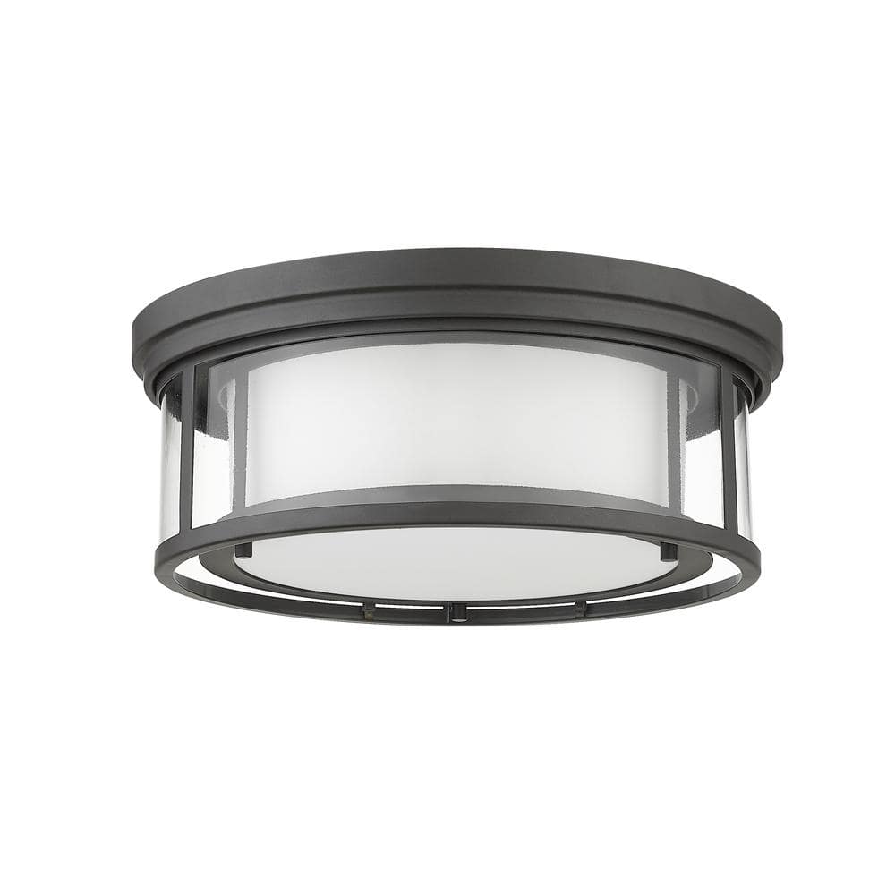 Willow Bronze 16" Indoor/Outdoor Drum Ceiling Light with Clear Glass