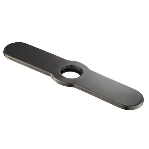 KRAUS 10.25 in. Stainless Steel Kitchen Faucet Single Hole Deck Plate in Black Stainless Steel