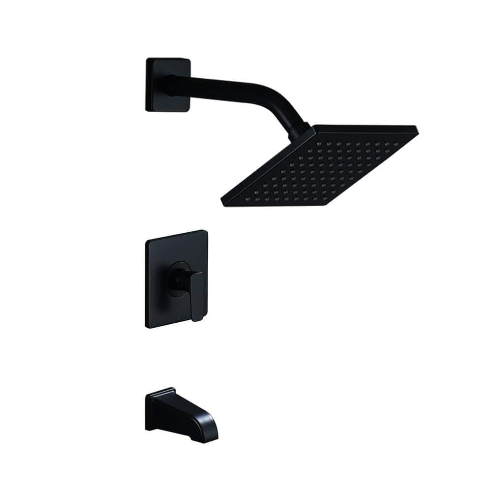 Matte Black Adjustable Wall Mounted Rain Shower Faucet Set