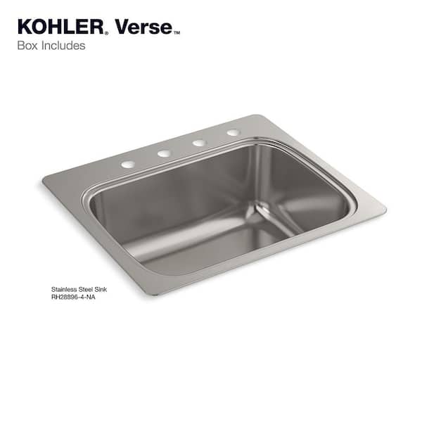 KOHLER Verse Stainless Steel 25 in. Single Bowl Drop-In