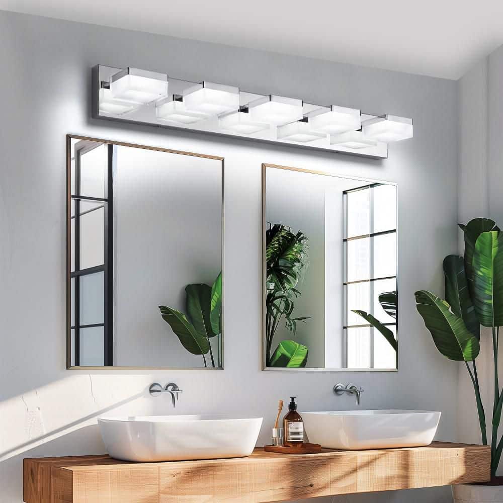 31 in. 5 Light Silver LED Vanity Light Bathroom Light Acrylic Up and Down for Bathroom Wall Mounted Lighting Over Mirror price history on PriceWatchPro