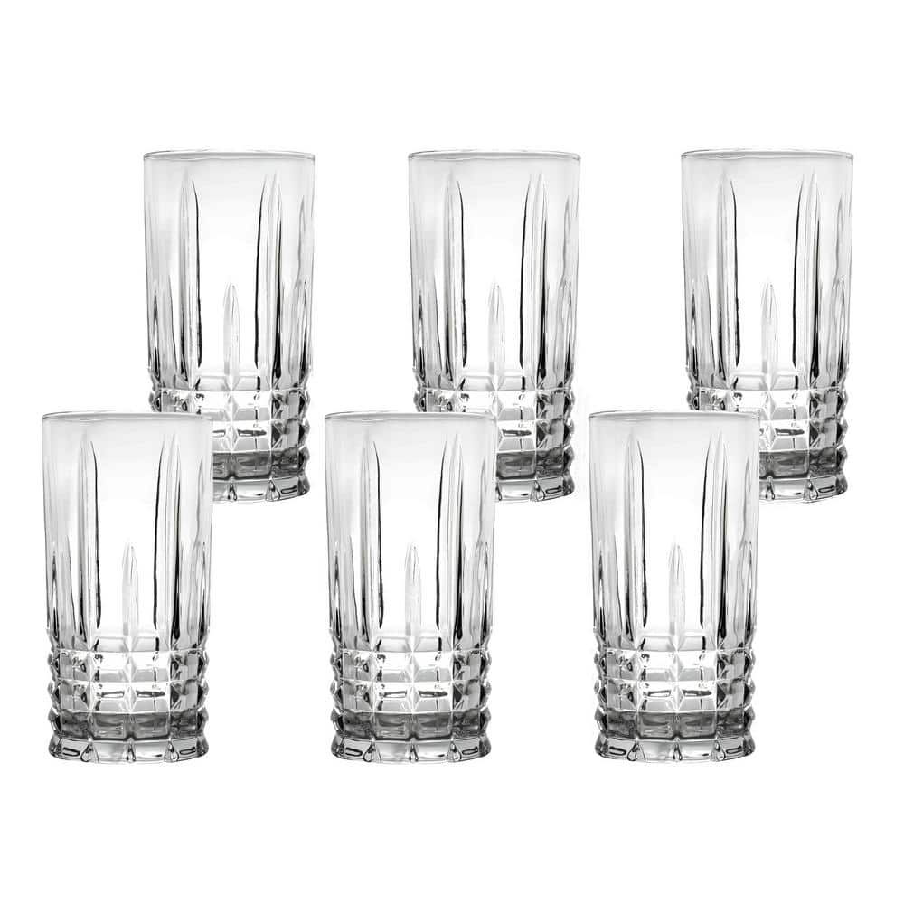 JoyJolt Classic Can Shaped Tumbler Drinking Glass Cups - 17 oz - Set of 6  Highball Drinking Glasses