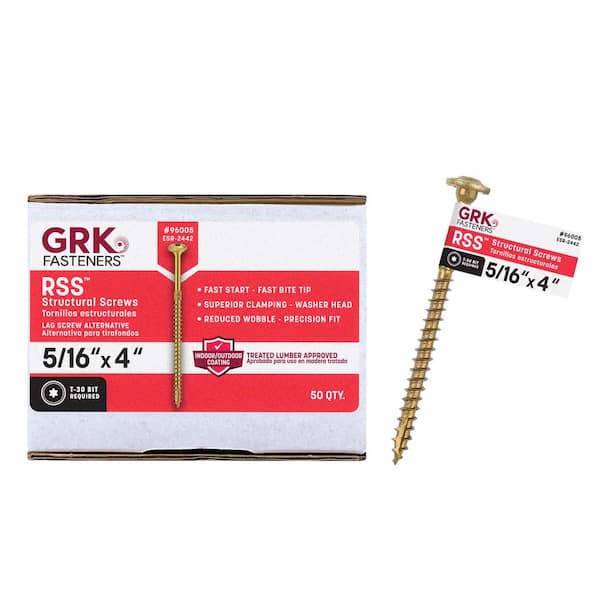 5/16 in. x 4 in. RSS Star Drive Washer Head Alternative Lag Screw