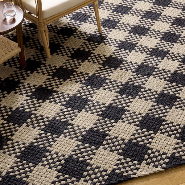 Natural Fiber Couture 9 ft. x 12 ft. Black/Beige Check Area Rug