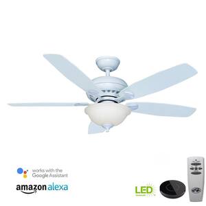 Southwind 52 in. Matte White Wi-Fi Enabled Smart Ceiling Fan with Remote Works with Google Assistant and Alexa