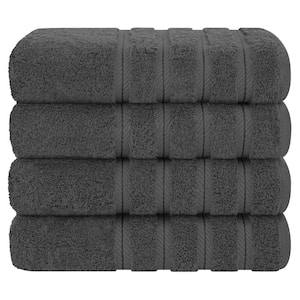 Bath Towel Set, 4-Piece 100% Turkish Cotton Bath Towels, 27 x 54 in. Super Soft Towels for Bathroom, Dark Gray