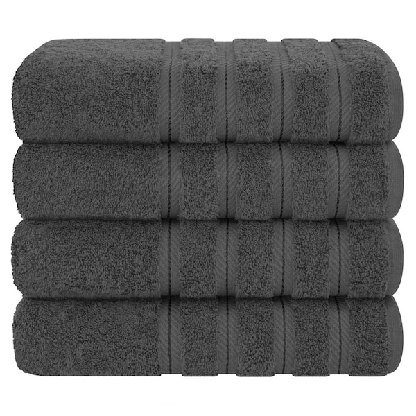 American Soft Linen Bath Towel Set, 4-Piece 100% Turkish Cotton Bath Towels, 27 x 54 in. Super Soft Towels for Bathroom, Dark Gray