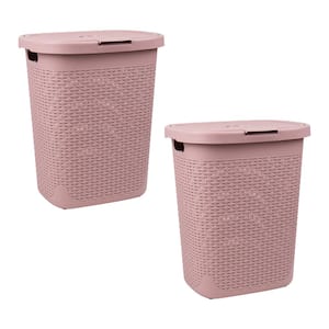 Pink 21 in. H x 13.75 in. W x 17.65 in. L Plastic 50L Slim Ventilated Rectangle Laundry Hamper with Lid (Set of 2)