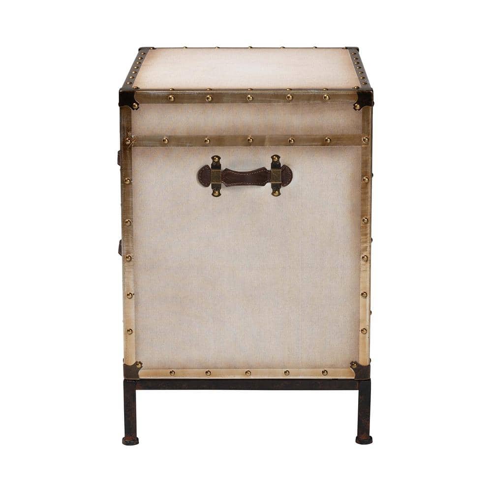 Laura 23.6 in. White Rectangle Canvas End Table with 2 Drawers - thumbnail 2