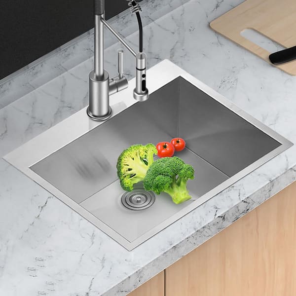 22 in. D x 25 in. W 21 Gallons Drop-In Laundry/Utility Sink in Brushed Nickel