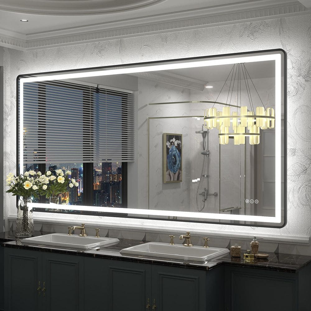 72 in. W x 36 in. H Rectangular Framed UL Certified Front & Back LED Anti-Fog Tempered Glass Wall Bathroom Vanity Mirror price history on PriceWatchPro