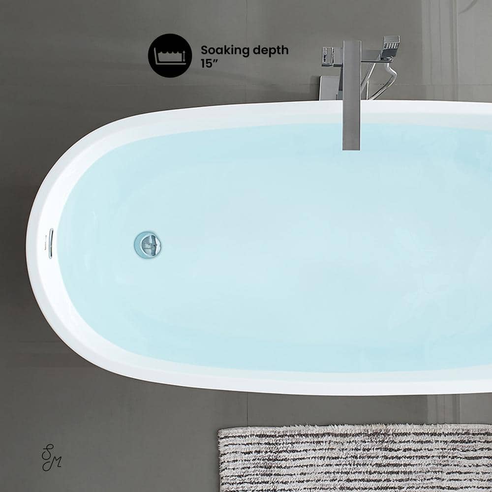 Sublime 67" White Acrylic Freestanding Soaking Bathtub
