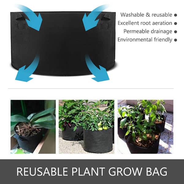 247Garden 10-Gallon Black Planters Grow Bags/Aeration Fabric Pots