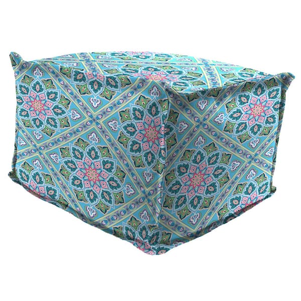 Jordan Manufacturing 20 in. L x 20 in. W x 15 in. H Outdoor Pouf Ottoman in Medlo Island