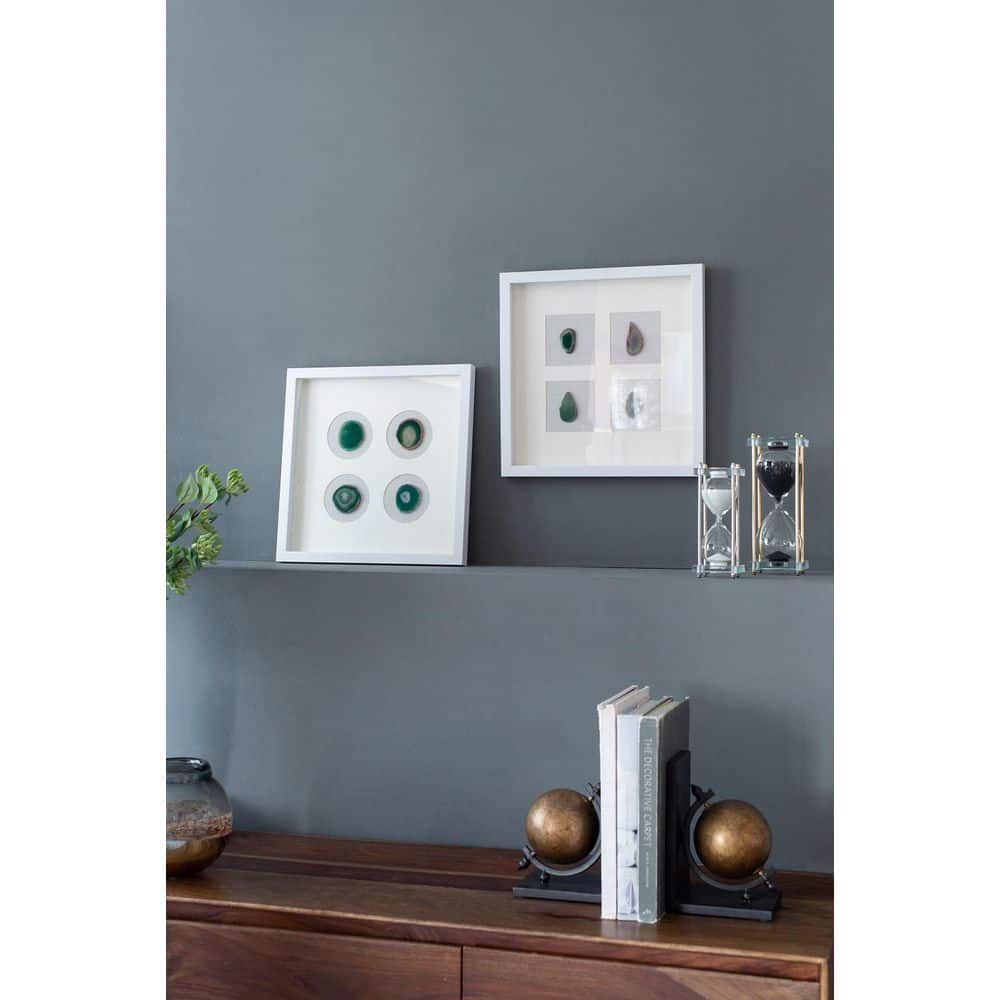 White 15.7 in. x 15.7 in. x 1.2 in. H Stone Shadow Box with 4