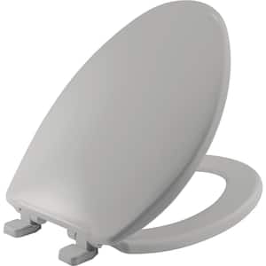 Kimball Soft Close Elongated Plastic Closed Front Toilet Seat in Silver Never Loosens