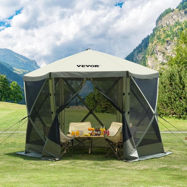Pop Up Gazebo Tent 10 ft. x 10 ft. Screen Tent Pop-Up Screen Tent 6 Sided Canopy with 6 Removable Privacy Wind Cloths