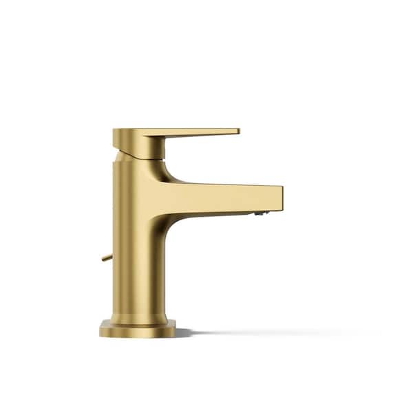 KOHLER Taut Single Handle Single Hole Bathroom Faucet in Vibrant Brushed Moderne Brass