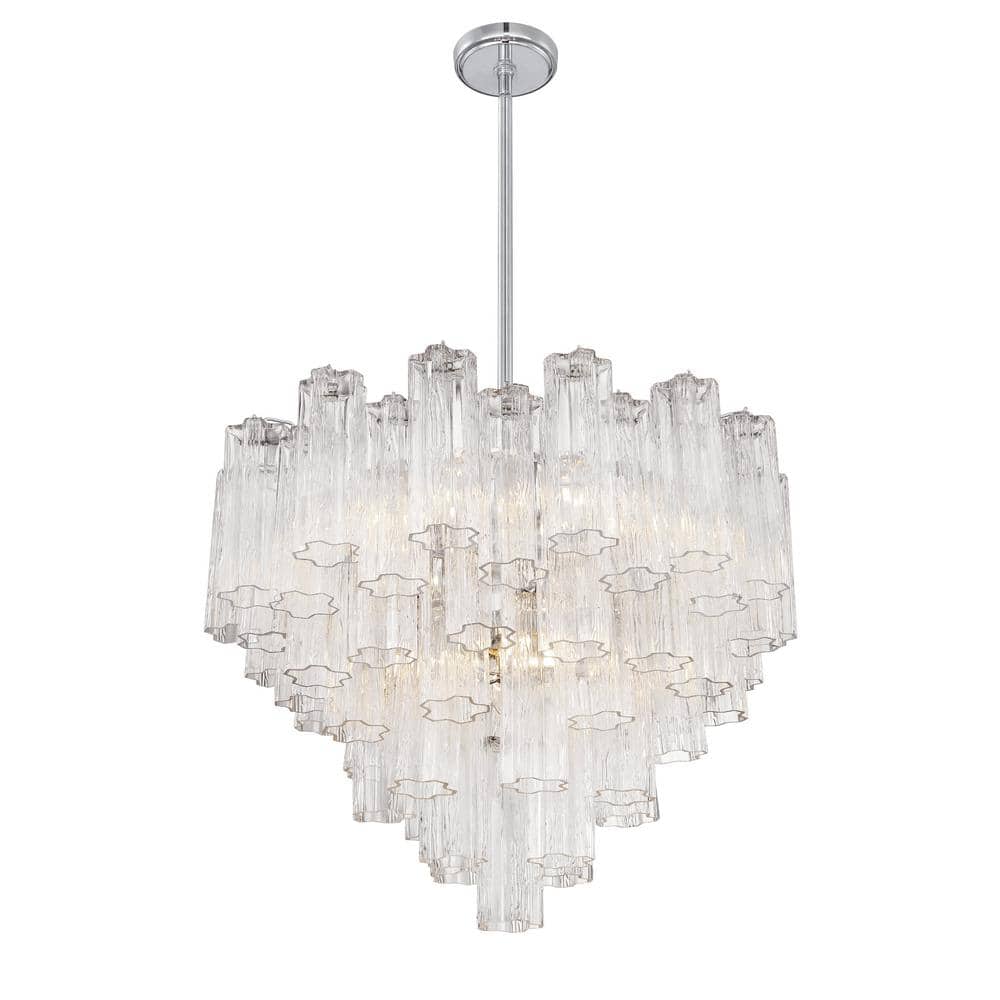 Addis 12-Light Polished Chrome Chandelier with Clear Tronchi Glass