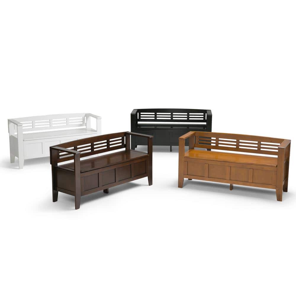 Elegant White Solid Pine 48" Entryway Storage Bench with Backrest
