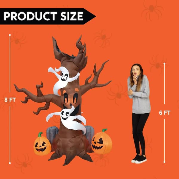 8 Ft. LED Halloween Tree, Ghost, and Pumpkin Inflatable